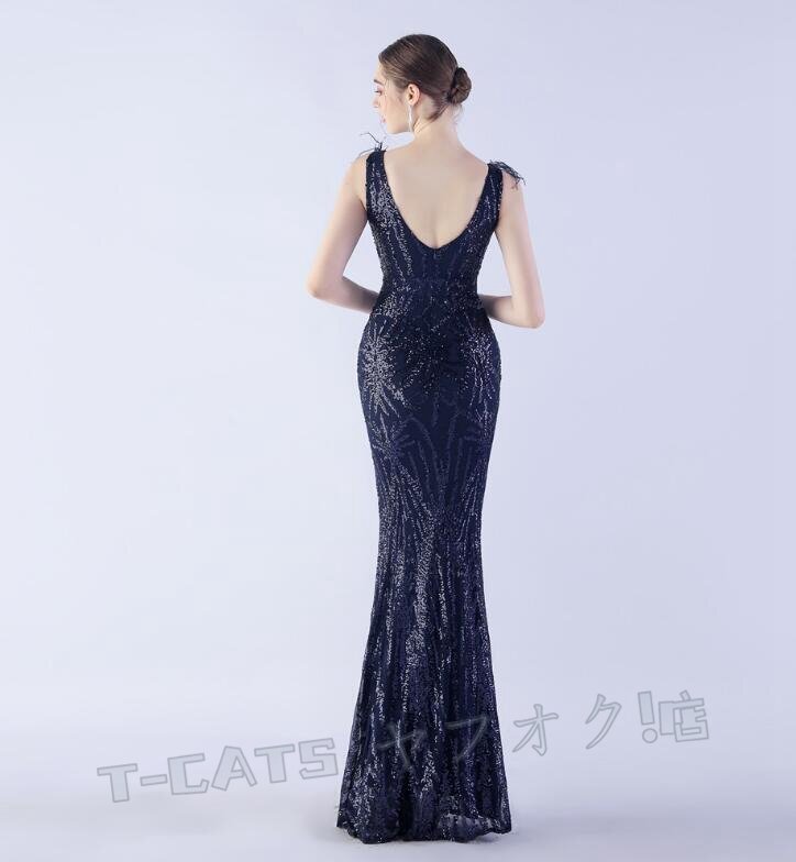 ☆新品レディースワンピース 大人sexy 高品質(zhì) 結(jié)婚式 パーティドレス 濃紺