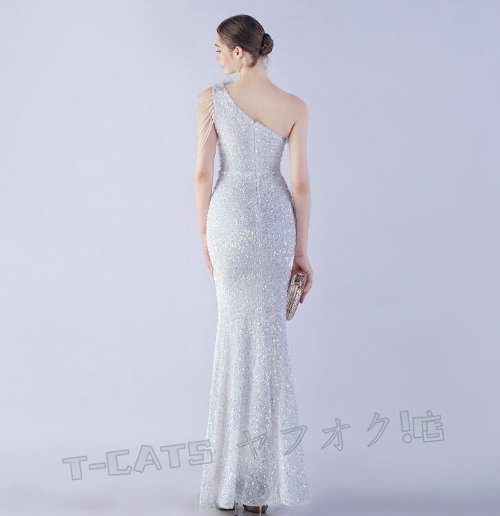 ☆新品レディースワンピース 高品質(zhì) 大人sexy パーティ ウエディングドレス ワンショルダー 白