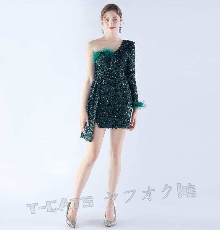 ☆新品レディースワンピース 高品質 大人sexy パーティ ウエディングドレス ミニ丈 緑