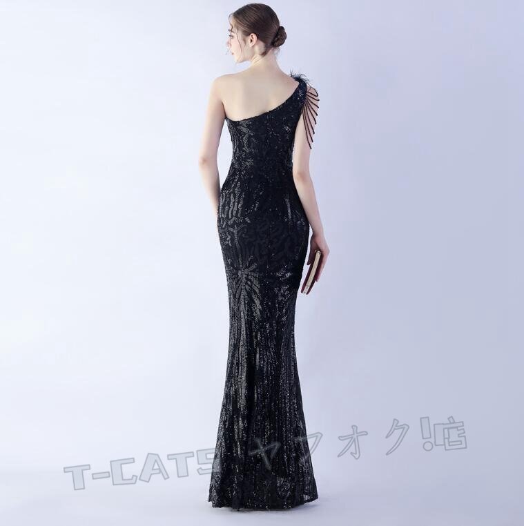 ☆新品レディースワンピース 高品質(zhì) 大人sexy 結(jié)婚式 ウエディングドレス パーティドレス ワンショルダー 黒
