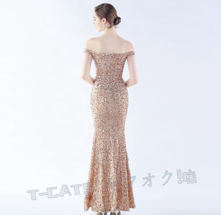 ☆新品レディースワンピース 大人sexy 高品質(zhì) ウエディングドレス 結(jié)婚式 パーティドレス ゴールド