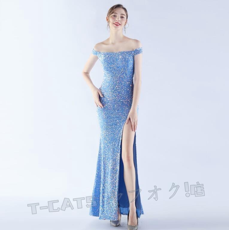 ☆新品レディースワンピース 大人sexy 高品質(zhì) ウエディングドレス 結(jié)婚式 パーティドレス ブルー
