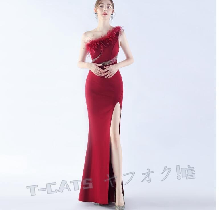 ☆新品レディースワンピース 高品質(zhì) 大人sexy パーティ ウエディングドレス ロング丈 赤