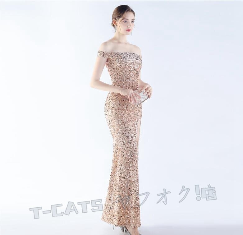 ☆新品レディースワンピース 大人sexy 高品質(zhì) ウエディングドレス 結(jié)婚式 パーティドレス ゴールド