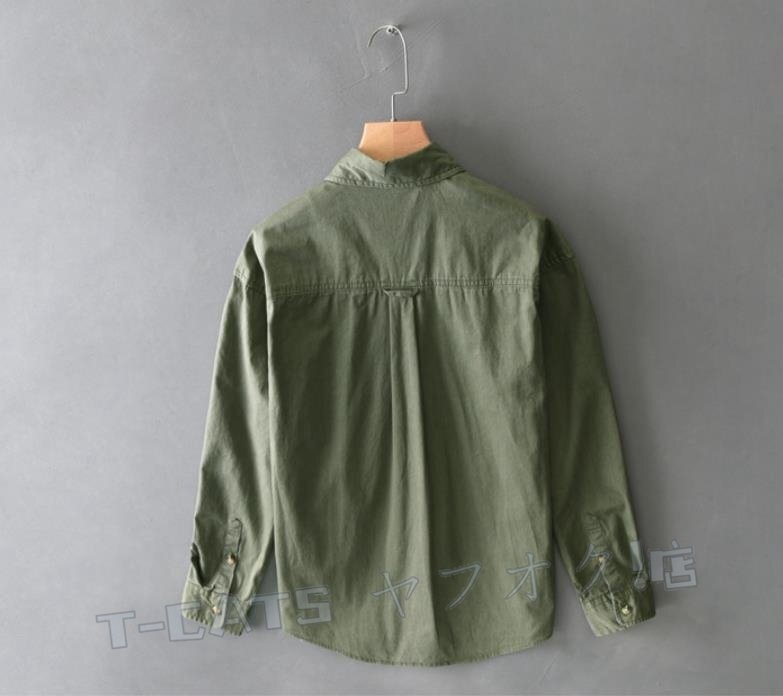 ☆新品長袖シャツ メンズ シャツ カーゴシャツ ワークシャツ トップス ヴィンテージ トレンド 心地良し 珈琲色 サイズ選択可