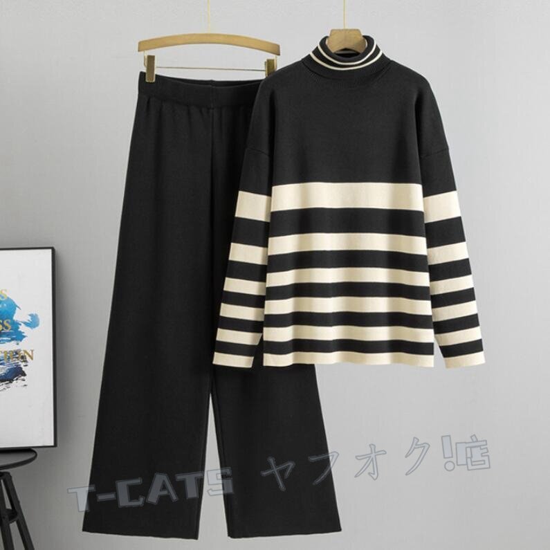 ☆新品パンツスーツladiesレディース 魅惑Styleセクシー 綺麗 上下セット 良質(zhì) ファッション ニット素材 ブラック