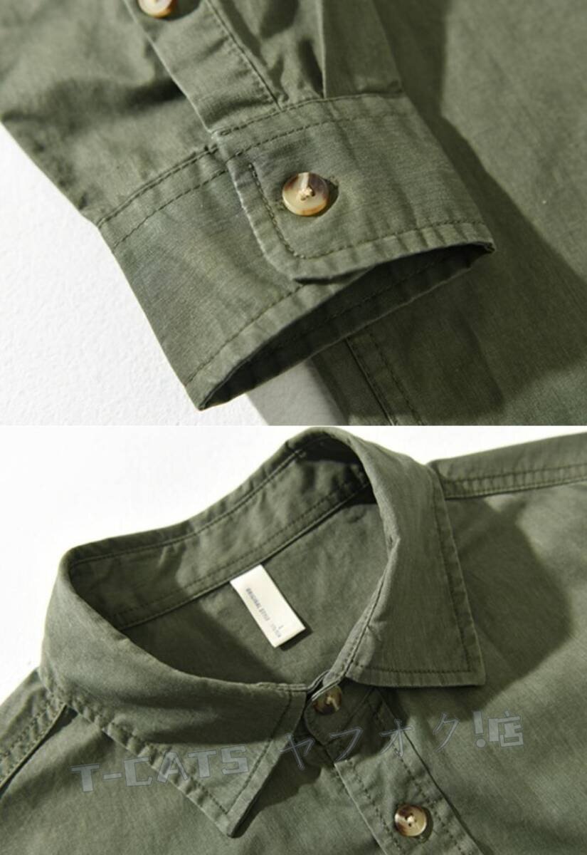 ☆新品長(zhǎng)袖シャツ メンズ シャツ カーゴシャツ ワークシャツ トップス ヴィンテージ トレンド 心地良し グレー サイズ選択可