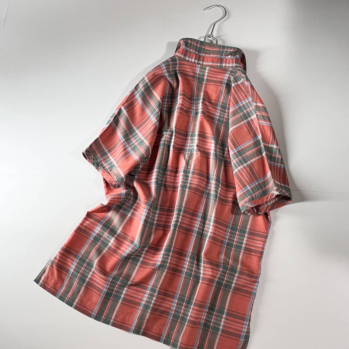 ① 極美品 クロコダイル チェック スキッパー シャツ ドルマンスリーブ チュニック オレンジ M