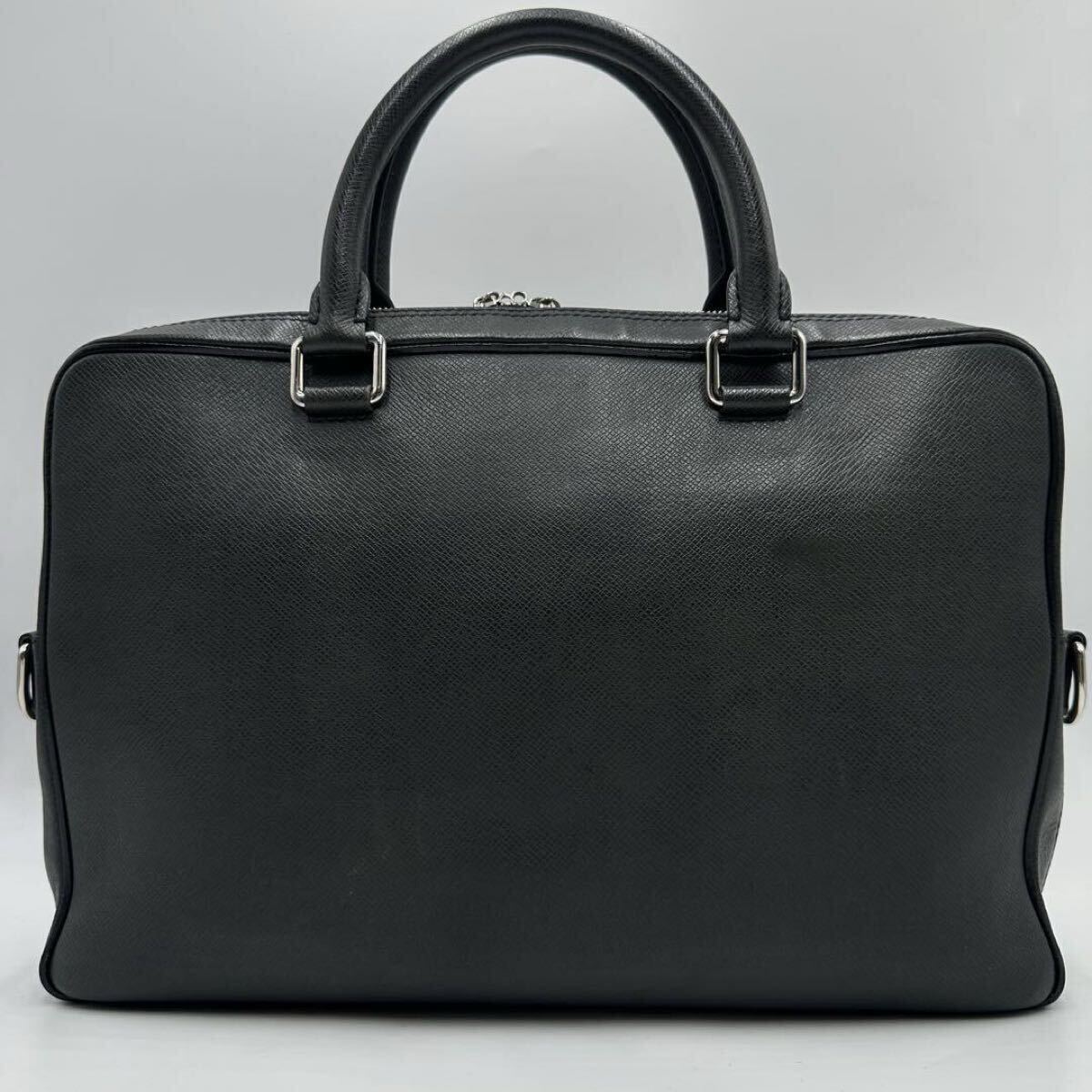 極美品 ルイヴィトン LOUIS VUITTON メンズ ポルトドキュマン ビジネス タイガ ビジネスバッグ ブリーフケース レザー A4 ハンド PDB 灰