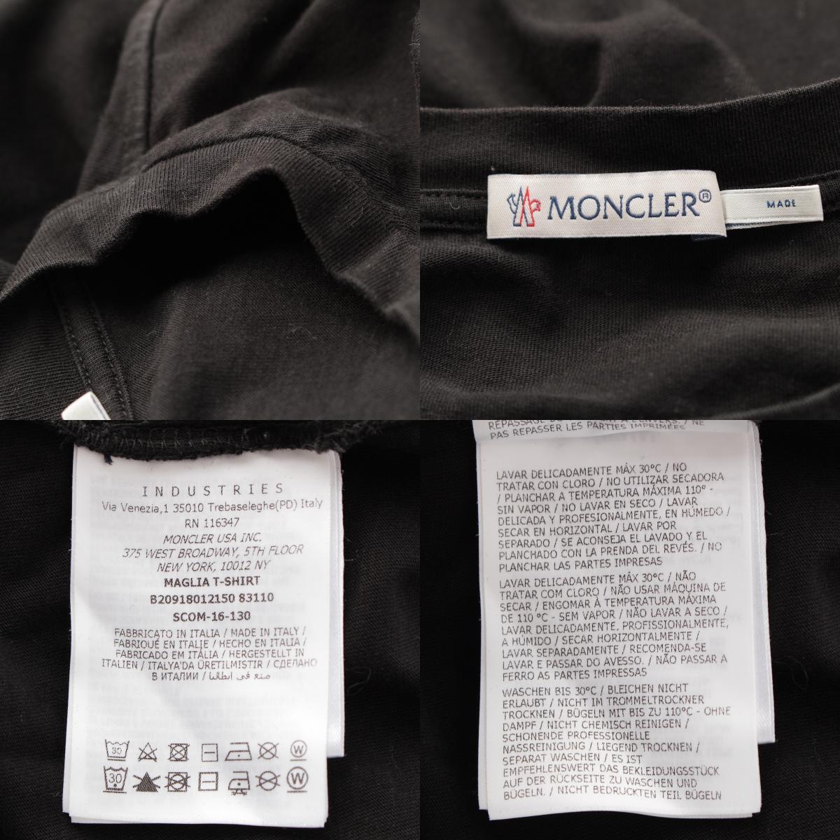  Moncler хлопок вырез лодочкой принт короткий рукав футболка черный L[ б/у ]