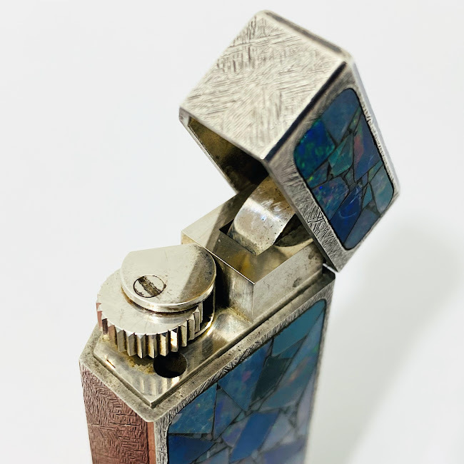 1 иен ~ Cartier Cartier mo The ik опал ролик газовая зажигалка авторучка tagon. квадратная форма серебряный оттенок голубого надеты огонь не проверка 