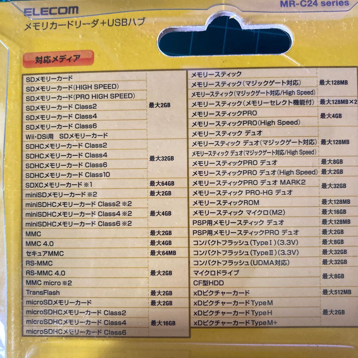 エレコム メモリリーダライタ USBハブ付 SD+MS+CF+XD ブラック MR-C24BK