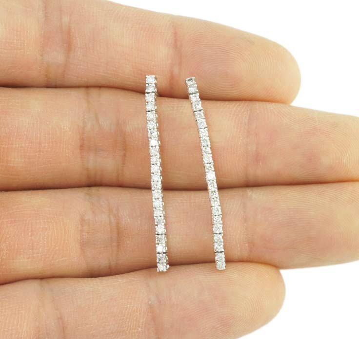 【鑑別付】K18WG　天然ダイヤ配列　0.50ct　ロングピアス　送料無料