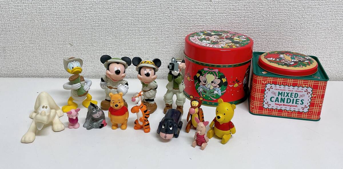 【ディズニー レトロ 置き物 ミッキー＆ミニー冒険家など まとめて★】プーさん/木制 WOODEN DOLL/アンティーク 缶/S76-072