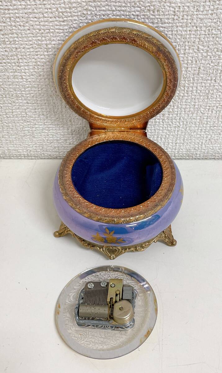 [ античный музыкальная шкатулка имеется jue Reebok s] керамика производства / интерьер / золотая краска / мужчина женщина. ./ сделано в Японии /A76-060