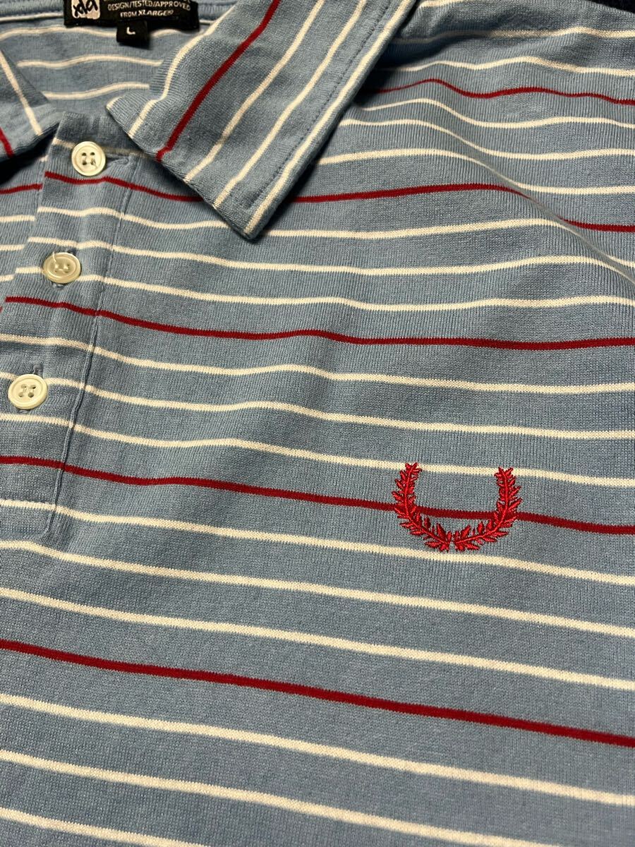 X-LARGE XLA ボーダー 半袖 ポロシャツ 水色 00s FRED PERRY フレッドペリー L
