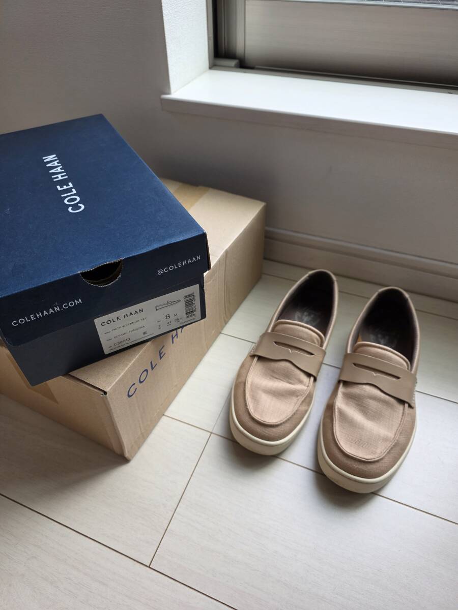 COLE HAAN　ピンチ ウィークエンダーペニー テキスタイル mens. size8 ペニーローファー リラックス＆リゾート＆エレガント　ヌードカラー
