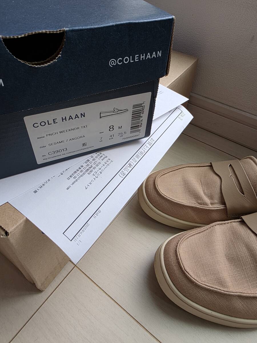COLE HAAN　ピンチ ウィークエンダーペニー テキスタイル mens. size8 ペニーローファー リラックス＆リゾート＆エレガント　ヌードカラー