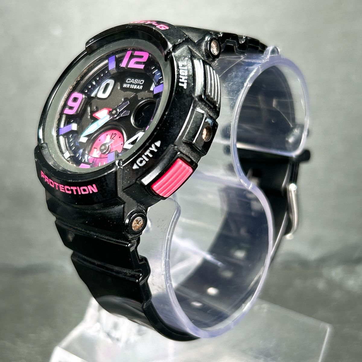 美品 CASIO カシオ Baby-G ベビージー ビーチトラベラー BGA-190-1B 腕時計 クオーツ アナデジ ブラック 新品電池交換済み 動作確認済み