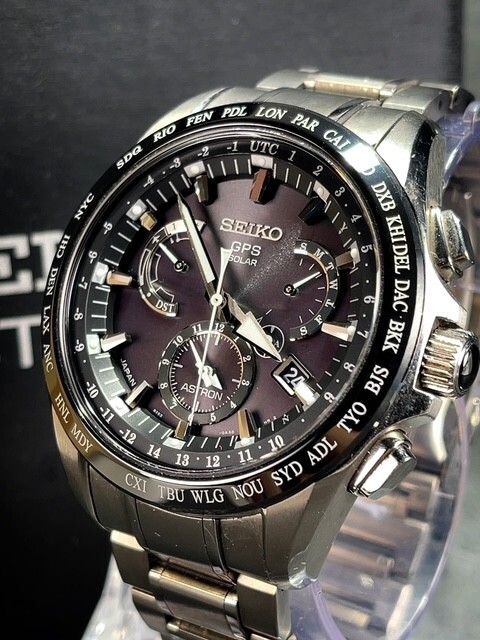 超美品 セイコー SEIKO アストロン ASTRON GPS ソーラー電波 GPS衛(wèi)星電波時(shí)計(jì) ソーラー 腕時(shí)計(jì) デュアルタイム SBXB077 8Xシリーズ 稼働品