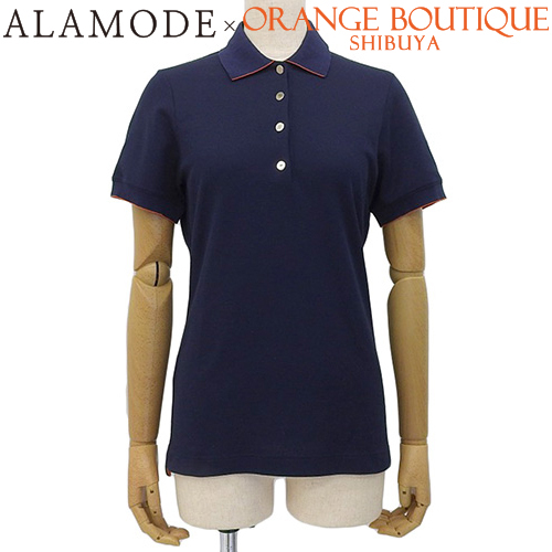 HERMES( Hermes )dubru*ju рубашка-поло темно-синий /f- orange хлопок полиэстер tops короткий рукав 40802139300[ a la mode ]