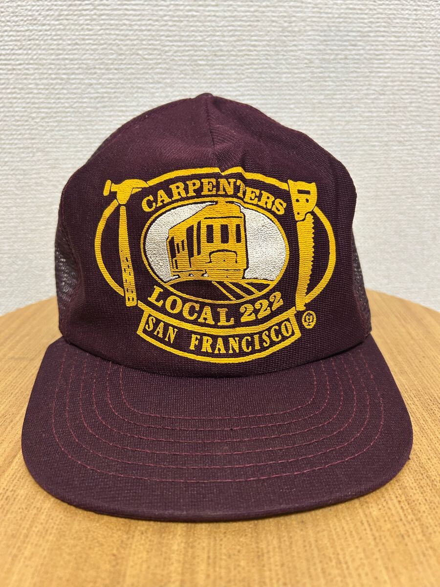 80's 90's USA製 メッシュキャップ Carpenters Local 222 SAN FRANCISCO /企業キャップ 帽子 メッシュキャップ ONE SIZE Vintage CAP_画像1