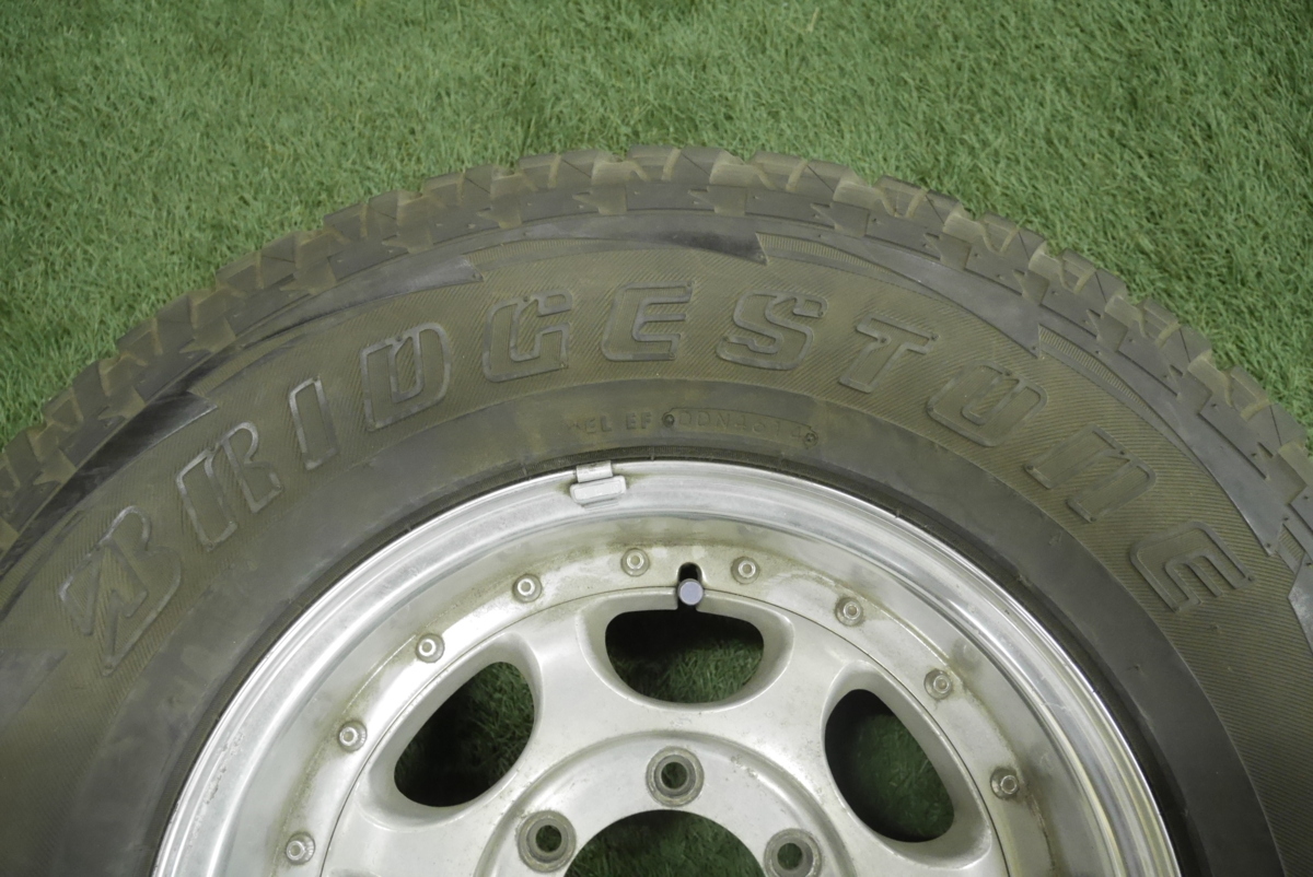 中古 265/70R15 社外 アルミ ホイール ＆ タイヤ 4本 セット 15×7JJ ブリヂストン 265 70 15 PCD 139.7 ハブ109 オフ -13 (HT5290D)