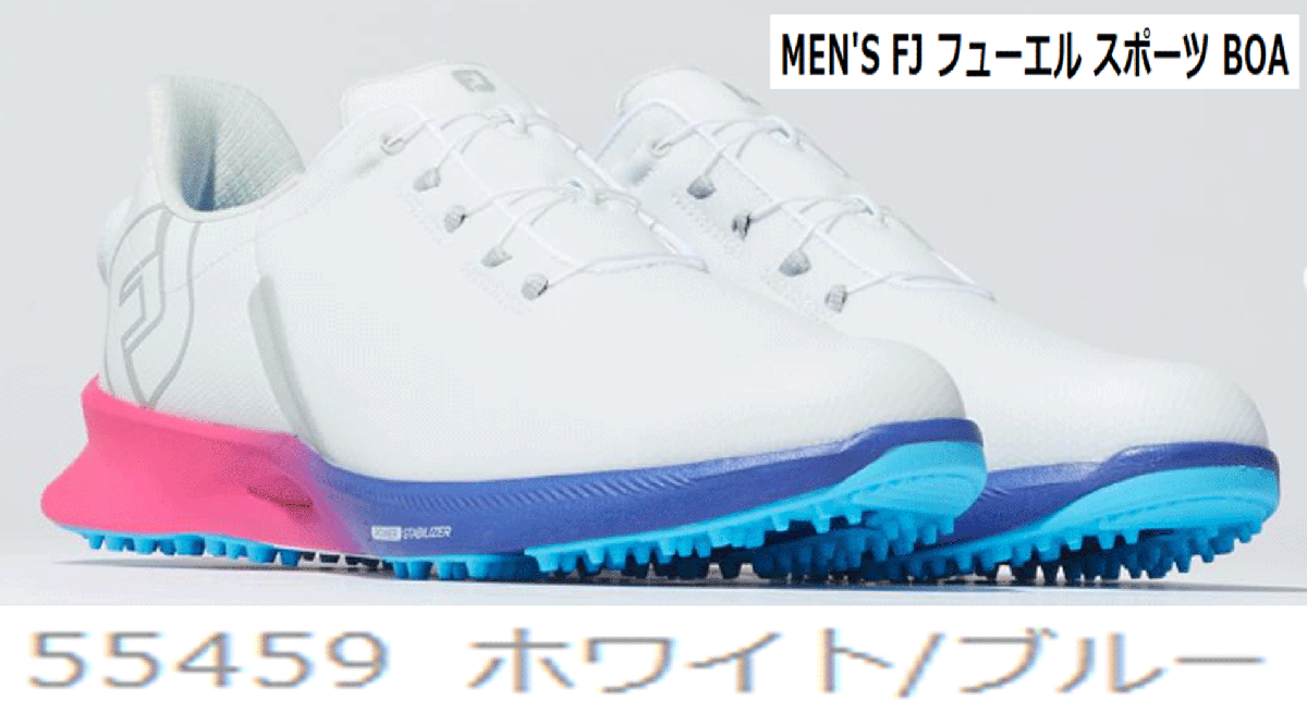 新品■フットジョイ■フューエル スポーツ ボア スパイクレス■55459■ホワイト/ブルー■30.0CM■W=EEE■卓越した快適性とフィット感■_画像1