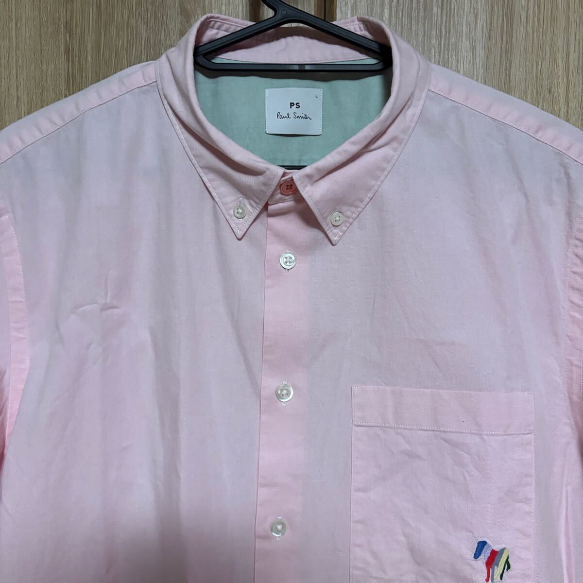 1138 paul smith ポールスミス 半袖ボタンダウンシャツ　シマウマ　L