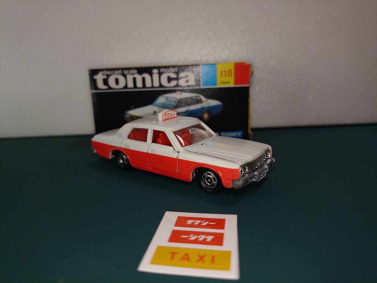  Tomica Crown такси маленький рисовое поле внезапный наклейка коробка есть сделано в Японии 
