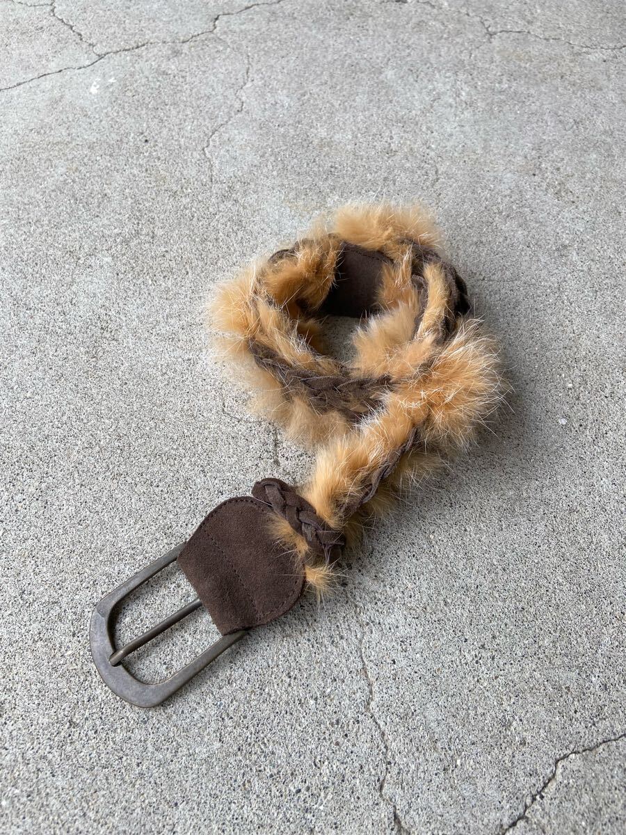 Y2K fur belt フェアリー グランジ ファーベルト 