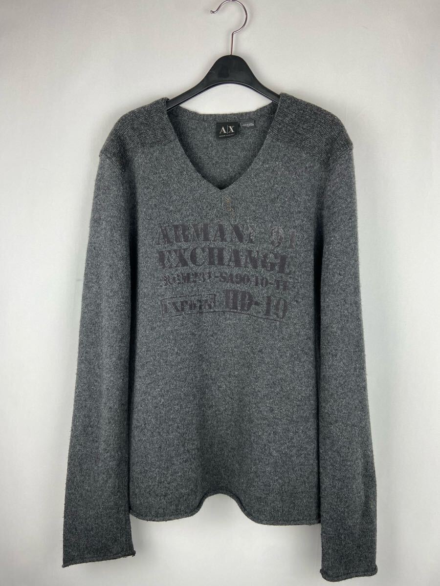 ARMANI EXCHANGE ARCHIVE OVERSIZED GRAY V-NECK KNIT