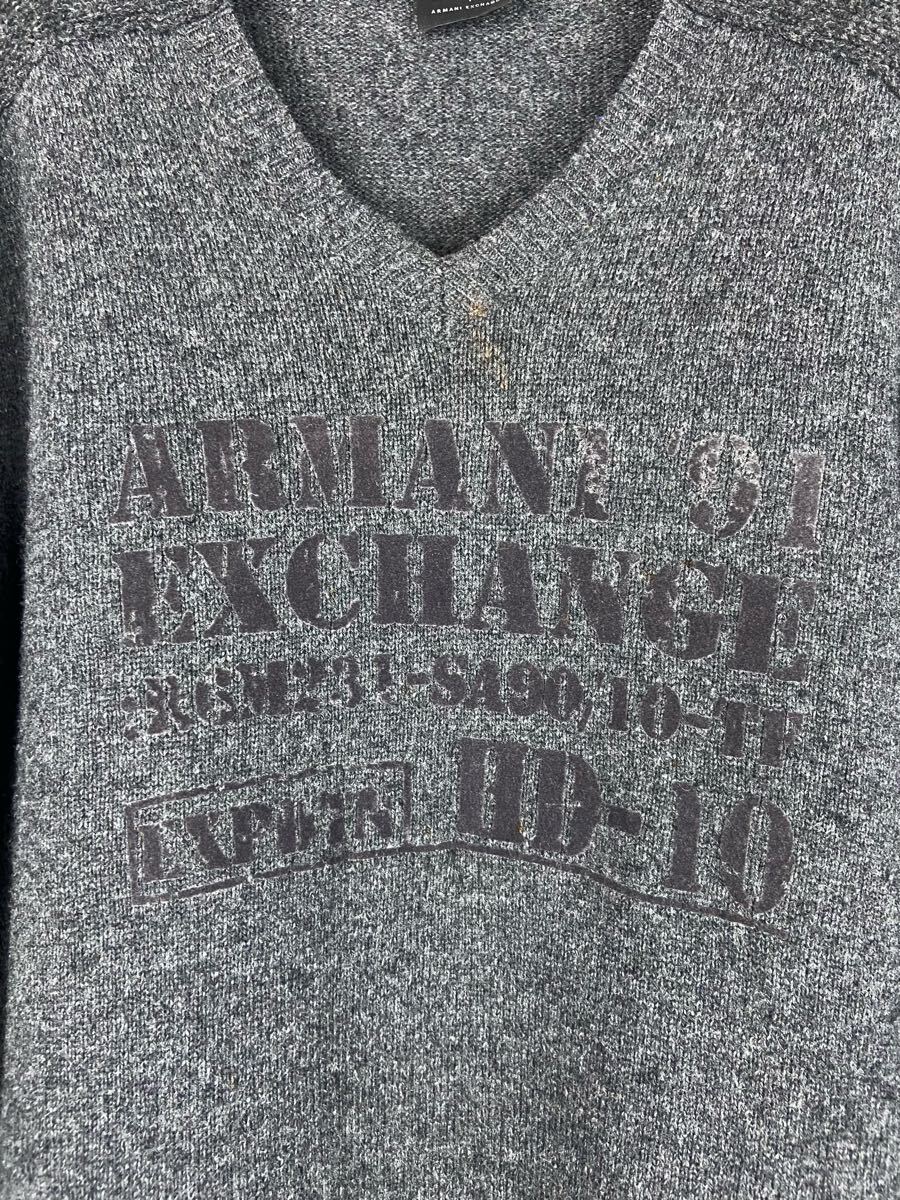 ARMANI EXCHANGE ARCHIVE OVERSIZED GRAY V-NECK KNIT