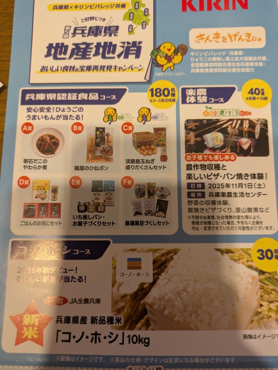 レシート懸賞応募●兵庫県地産地消おいしい食材の寶庫再発見キャンペーン　新米10kg　ピザパン焼き體験など當(dāng)たるレシート1口分