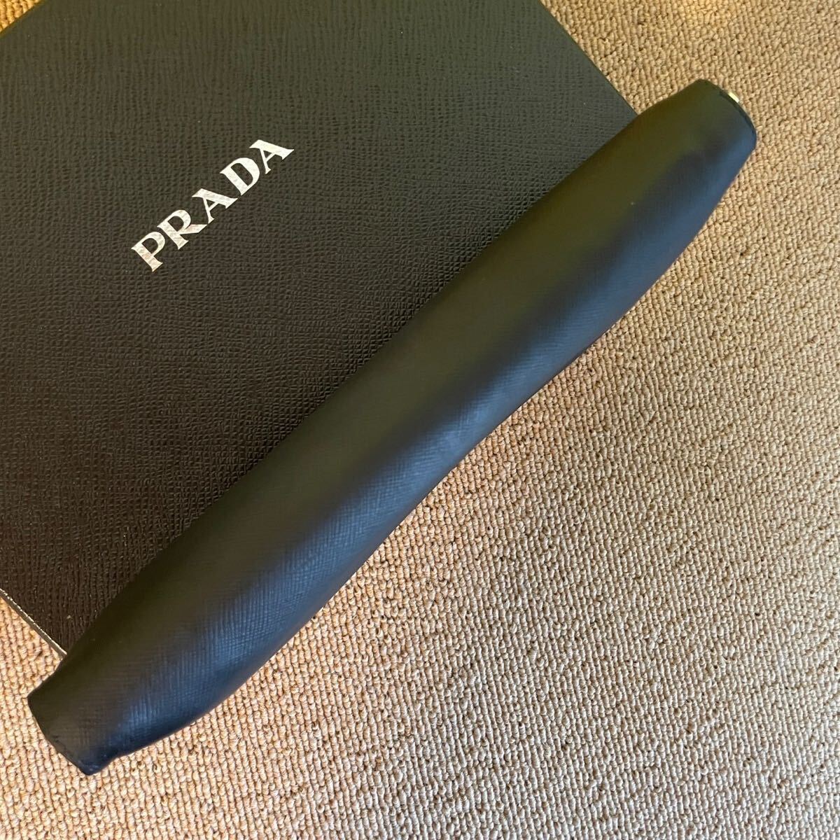 1円　美品　 PRADA プラダ　 ラウンドファスナー　 長財(cái)布　 サフィアーノ　 ウォレット　 大容量　財(cái)布　ブラック　付屬品有り