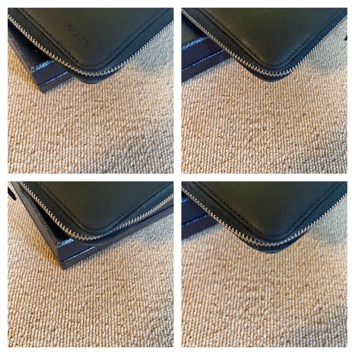 1円　美品　 PRADA プラダ　 ラウンドファスナー　 長財(cái)布　 サフィアーノ　 ウォレット　 大容量　財(cái)布　ブラック　付屬品有り