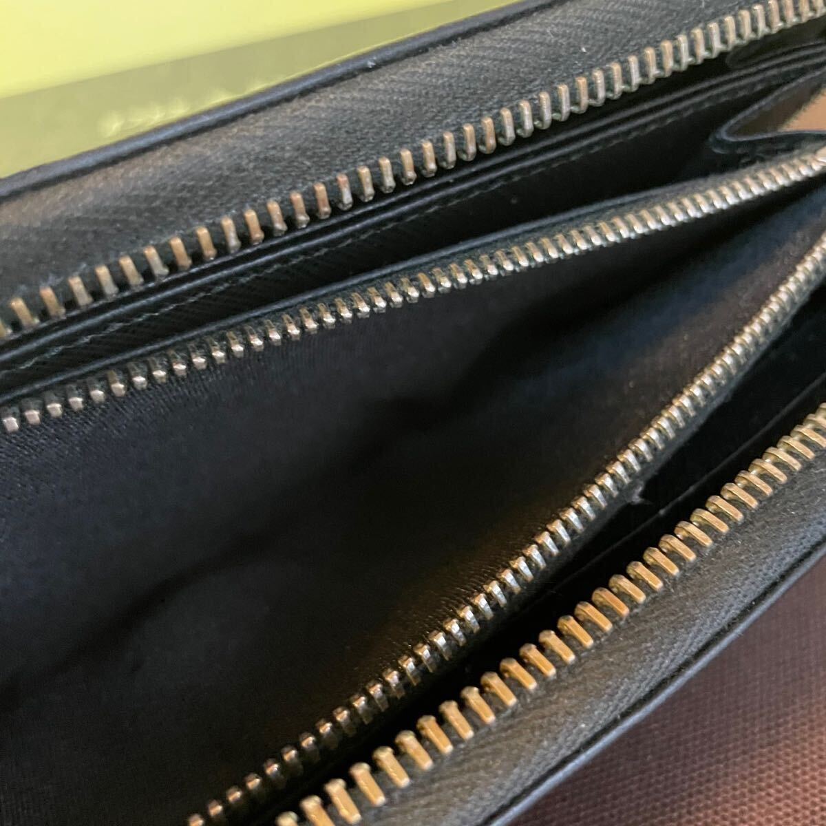 1円　美品　 PRADA プラダ　 ラウンドファスナー　 長(zhǎng)財(cái)布　 サフィアーノ　 ウォレット　 サフィアーノレザー　 財(cái)布　ブラック