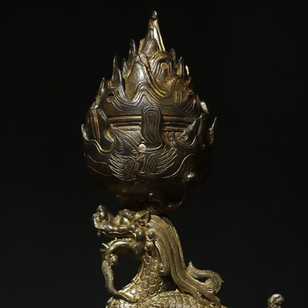 中国 古銅青銅 神獣文 博山香炉 D R3593A