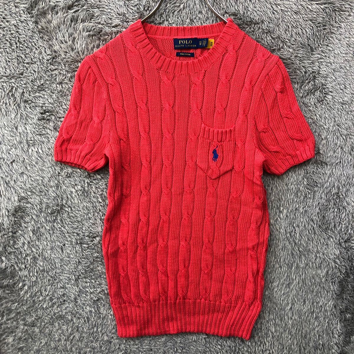 ラルフローレンRalph Laurenピマコットンケーブルニット半袖 POLO RALPH LAUREN ポロラルフローレン 半袖ニット ピマコットン