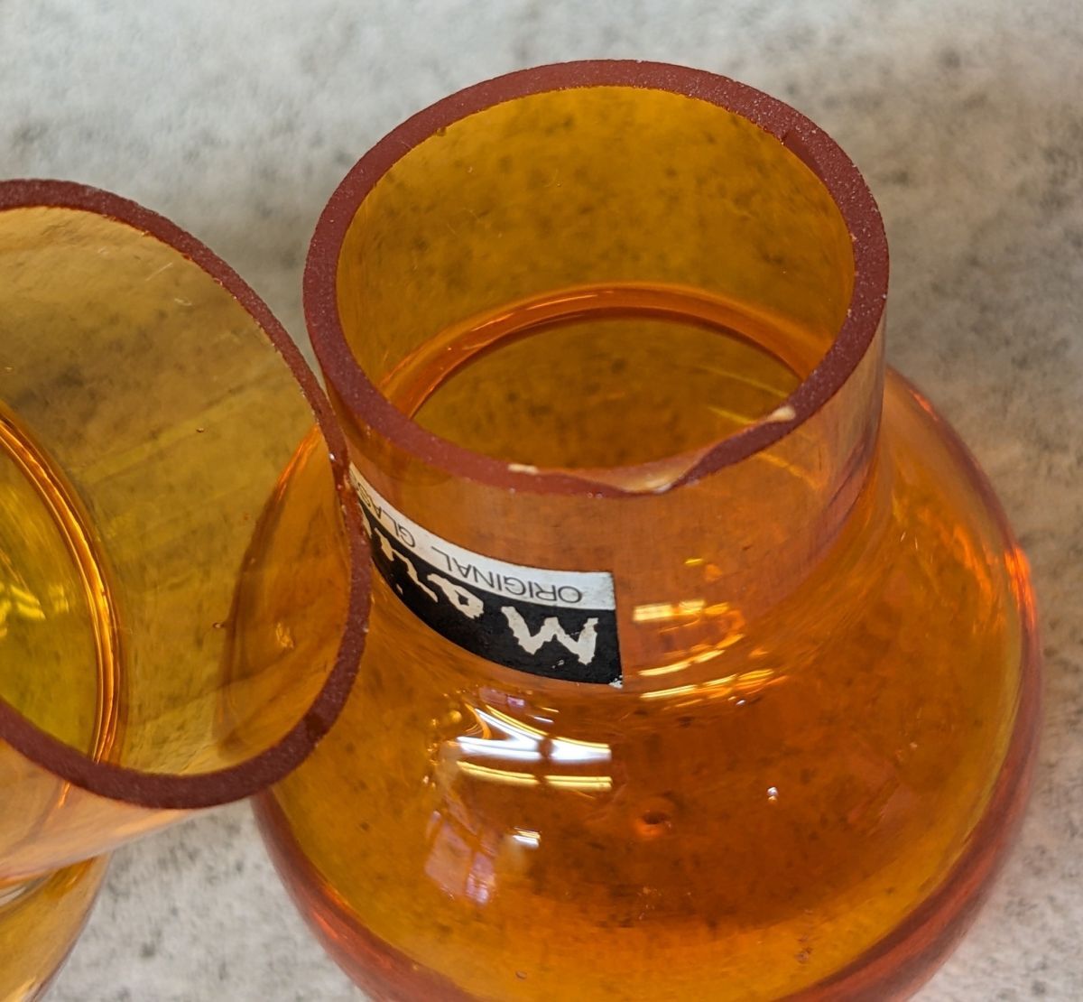 ff804■【現状品・用途不明】 ガラスパーツ*オブジェ*インテリア*球体*オレンジ*ミッドセンチュリー*ヴィンテージ*/80の画像6