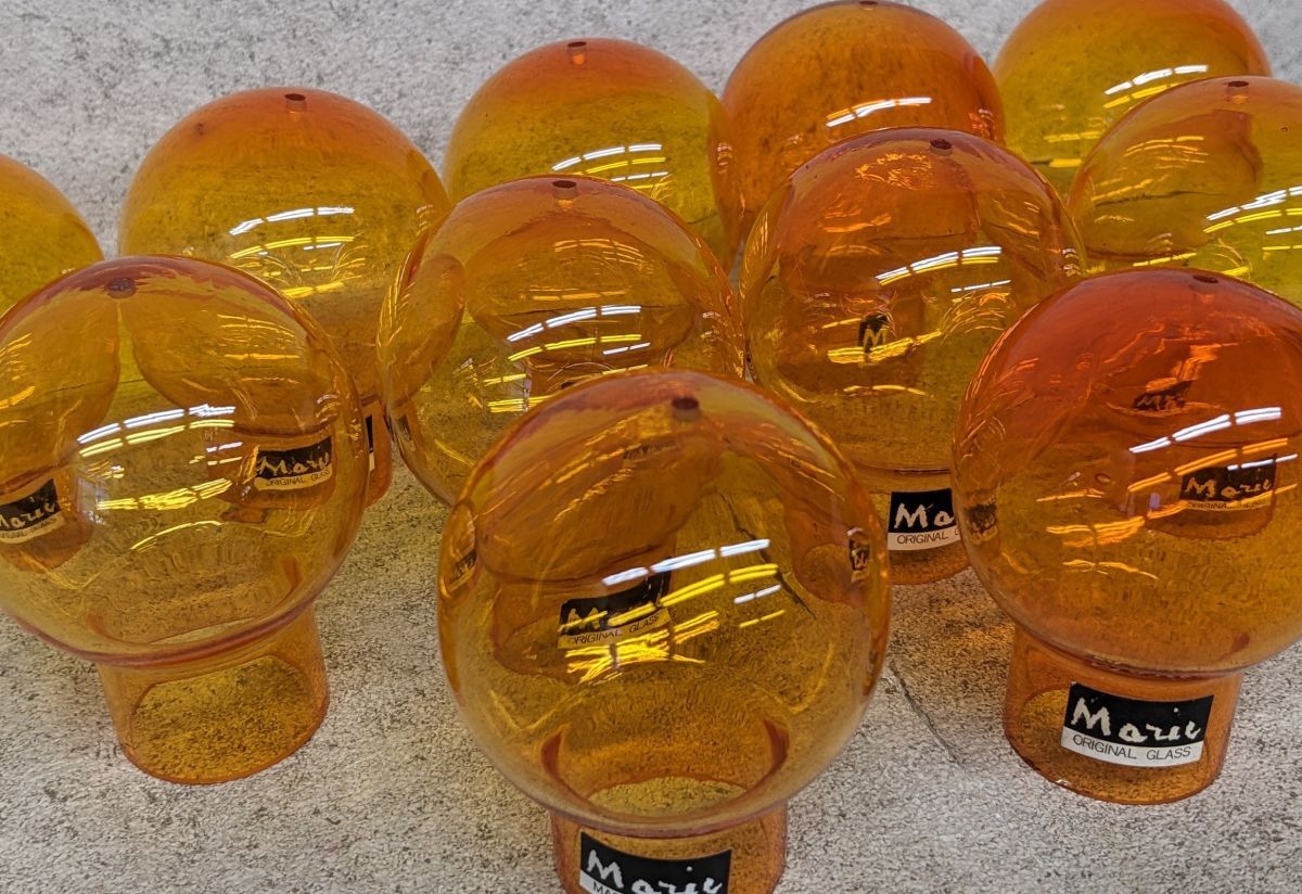 ff804■【現状品・用途不明】 ガラスパーツ*オブジェ*インテリア*球体*オレンジ*ミッドセンチュリー*ヴィンテージ*/80の画像2