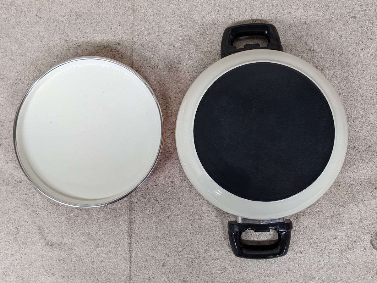 ff318#[ коробка нет неиспользуемый товар ] Showa Retro michi сигнал low кастрюля с двумя ручками 20. сигнал low кастрюля кухонная утварь цветочный принт retro pop /80