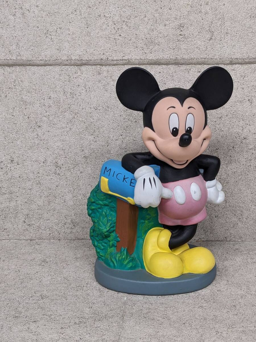 ff779■Disney/ディズニー ミッキーマウス 貯金箱 コインバンク ソフビ 當(dāng)時(shí)物/60