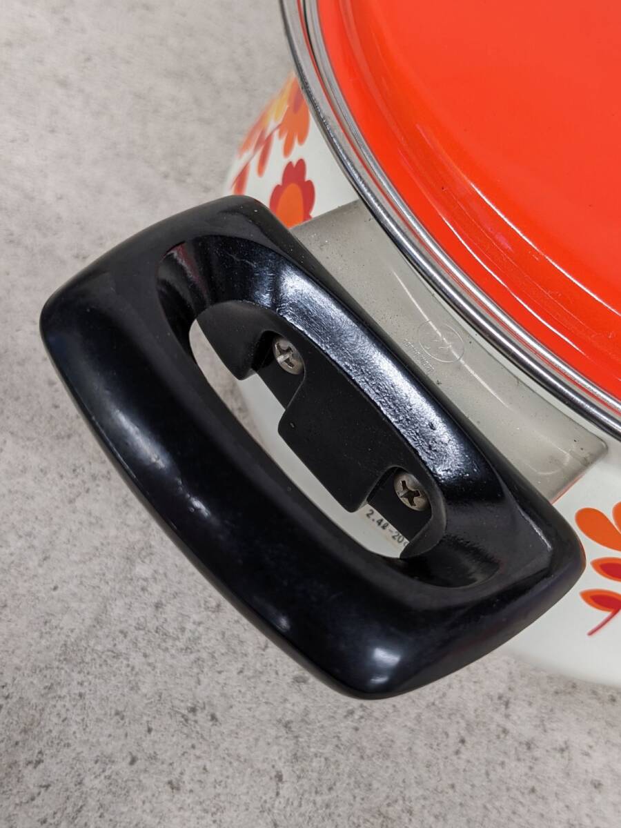 ff318#[ коробка нет неиспользуемый товар ] Showa Retro michi сигнал low кастрюля с двумя ручками 20. сигнал low кастрюля кухонная утварь цветочный принт retro pop /80