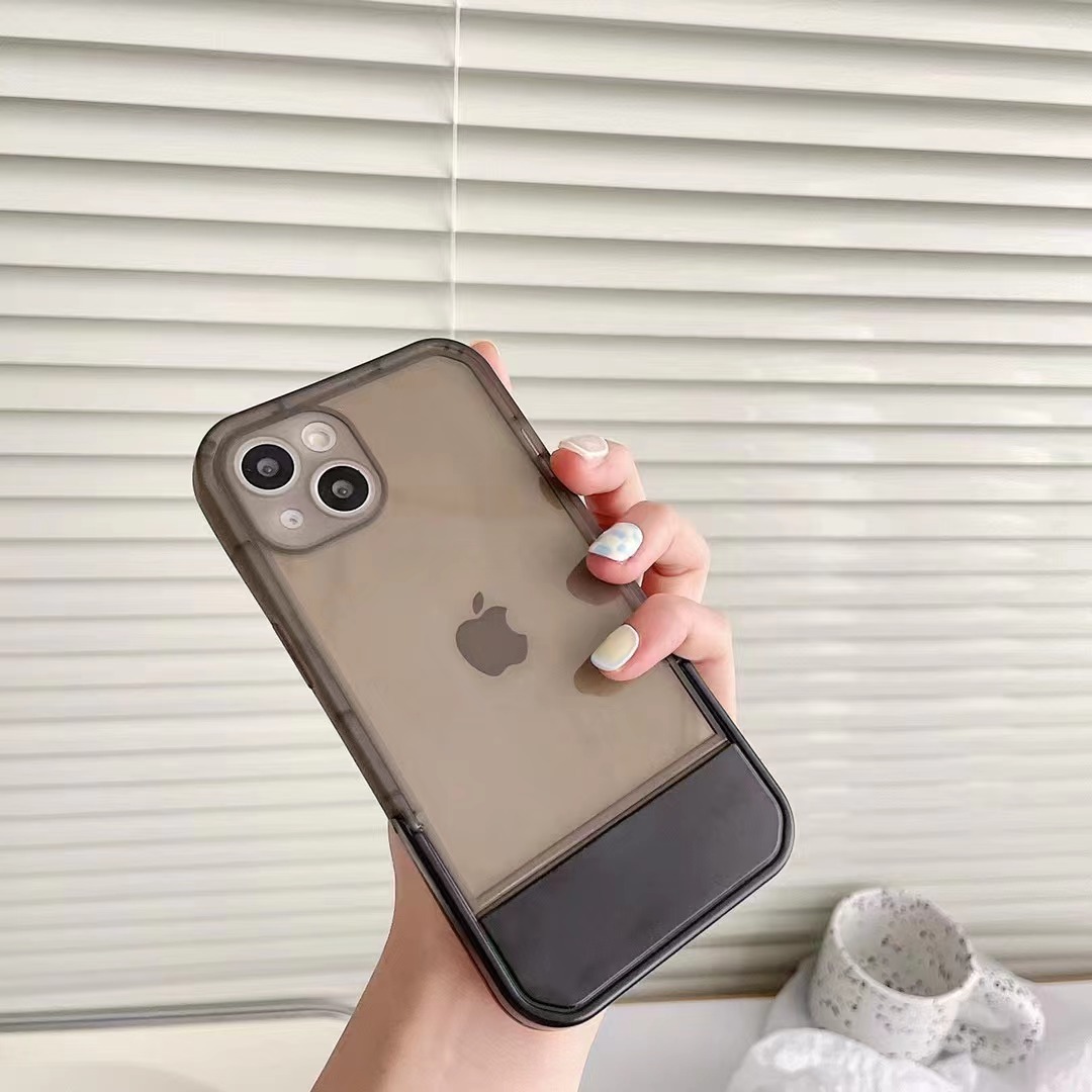 iphone13proケース カーバー スタンド付き　半透明　お洒落　韓国　軽量 ケース 耐衝撃 高品質 ブラック250