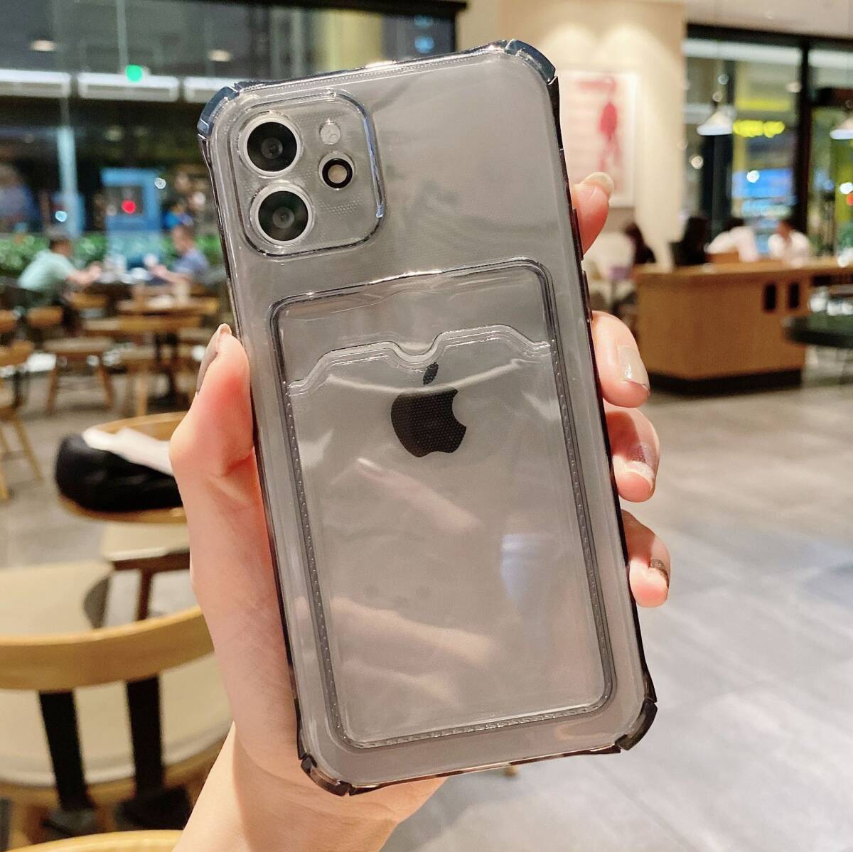 iphone13promaxケース カーバー TPU 可愛　お洒落　韓国　　軽量 ケース 耐衝撃 透明　黒1