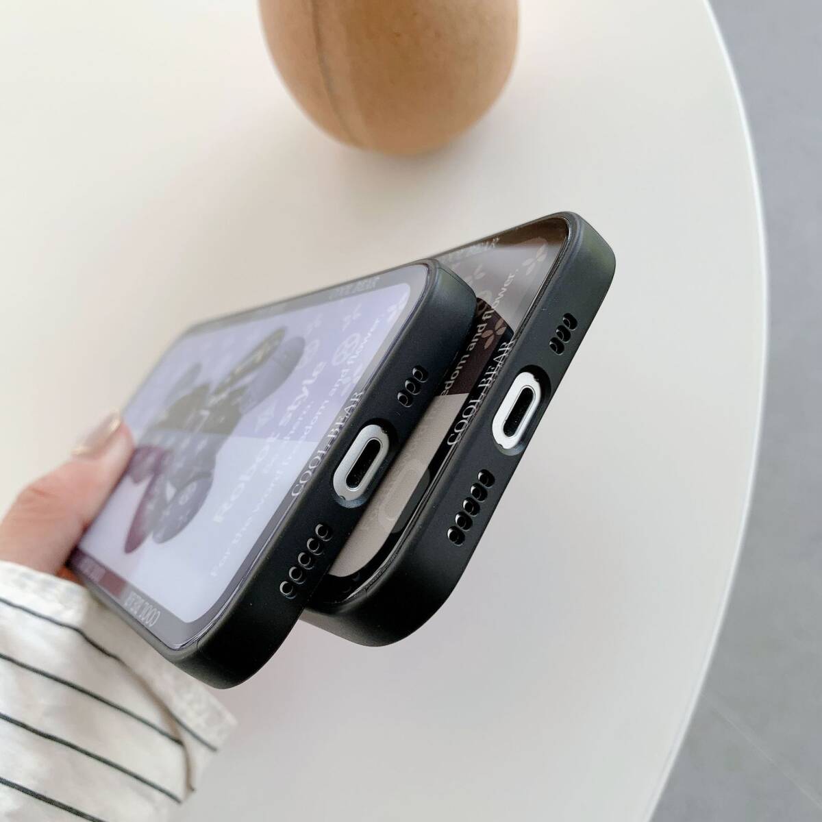 iphone15plusケース カーバー TPU 可愛い　熊　ガラス　お洒落　軽い ケース 耐衝撃高品質ブラウン151