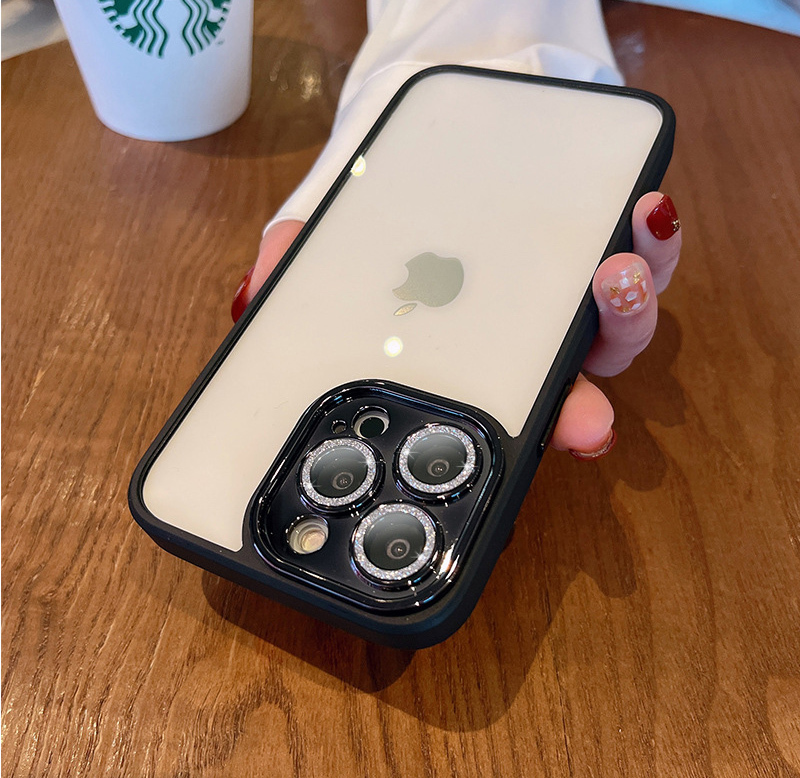 iphone15proケース カーバー レンズ保護付き　透明　お洒落　韓国　軽量 ケース 耐衝撃 高品質 ブラック135