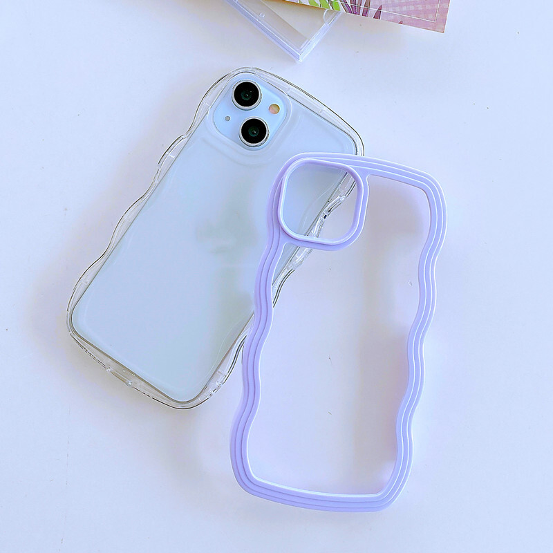 iphone16plusケース カーバー TPU 可愛い　波型　　お洒落　軽い ケース 耐衝撃高品質ブルー1s