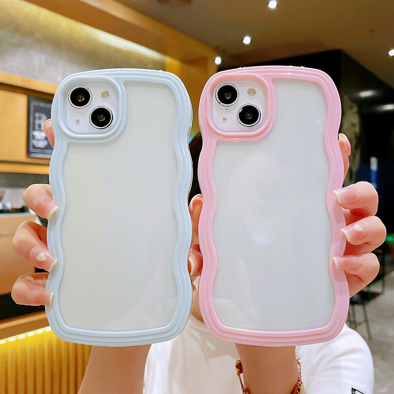 iphone16promaxケース カーバー TPU 可愛い　波型　　お洒落　軽い ケース 耐衝撃高品質ホワイト1c